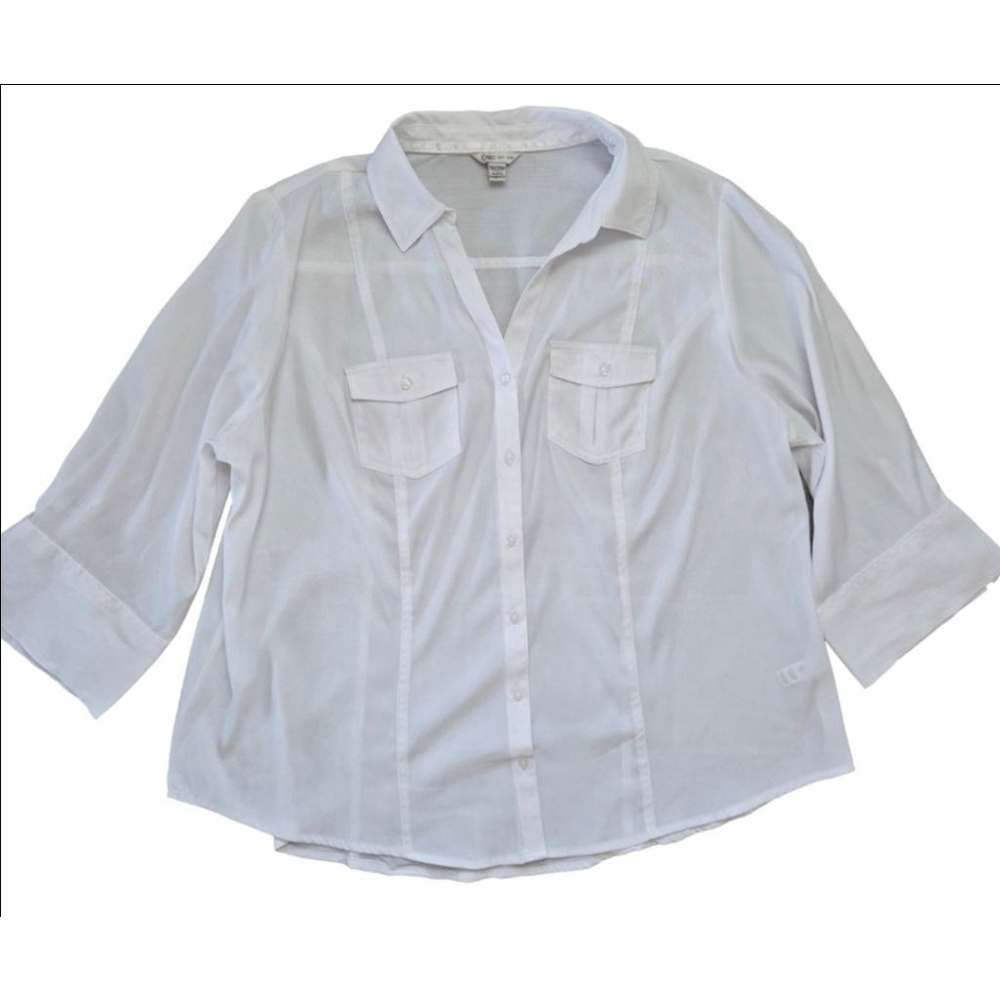 Women's Cato White Button Down Shirt Plus Size 18/20W